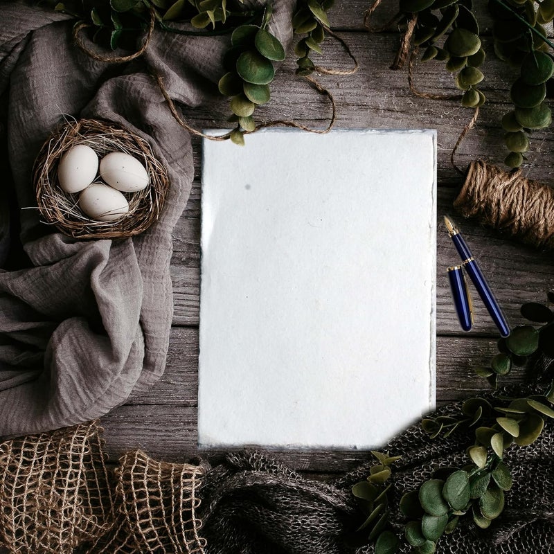 HLC 50 Pack Cotton Watercolor Paper with Deckle Edge 200 GSM Rough Textured Watercolor Paper for Writing - Image 2
